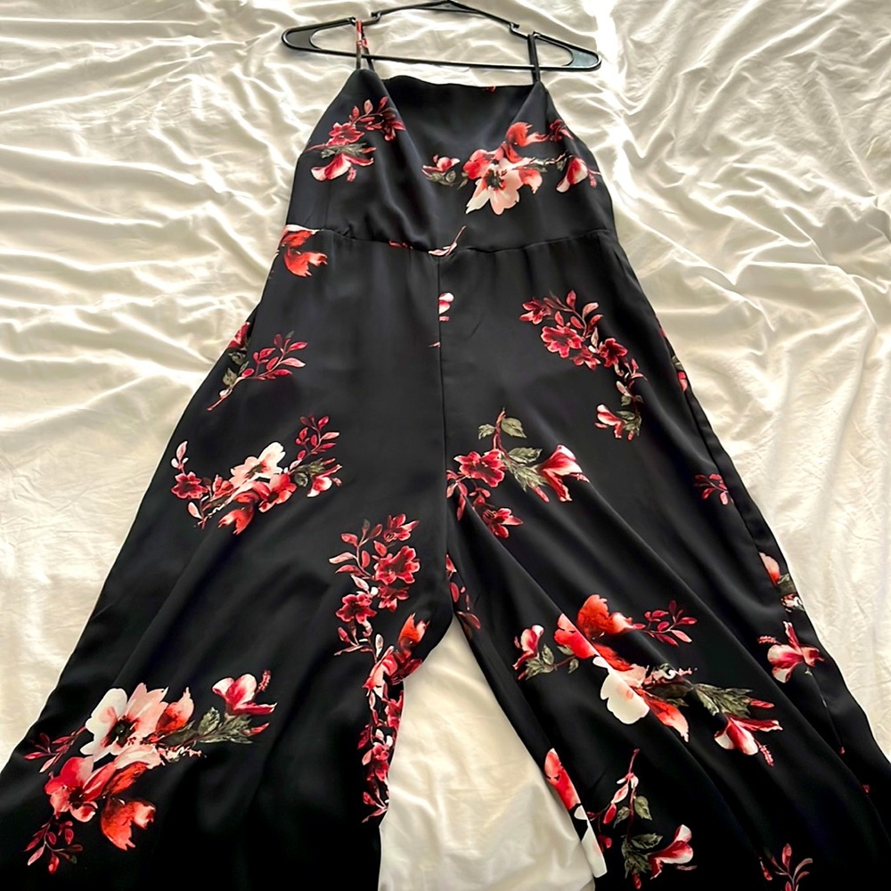 Black floral jumpsuit
